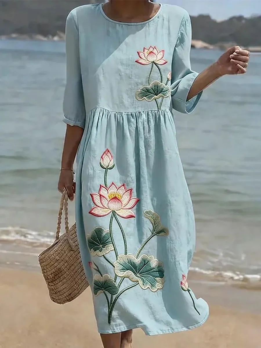 VESTIDO INFORMAL DE MUJER CON ESTAMPADO FLORAL