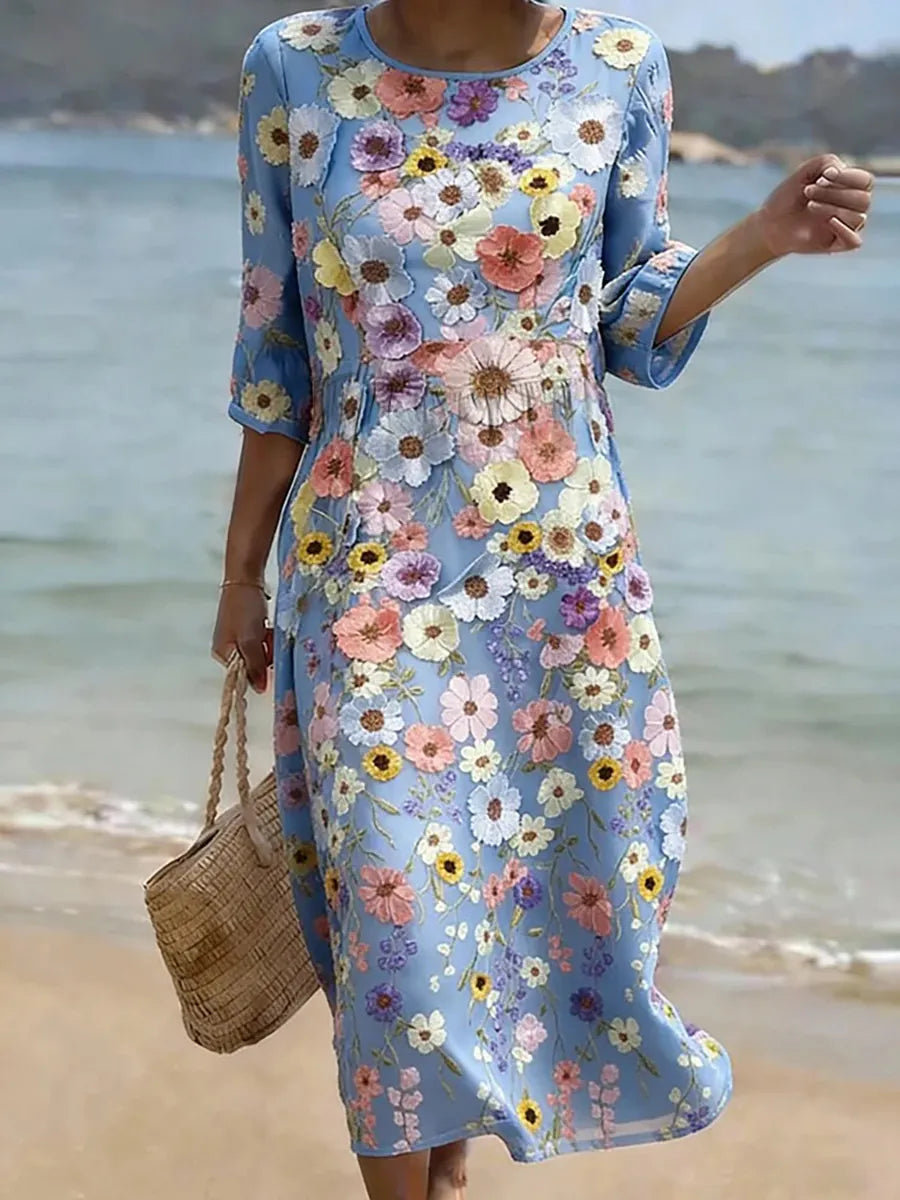 VESTIDO INFORMAL DE MUJER CON ESTAMPADO FLORAL