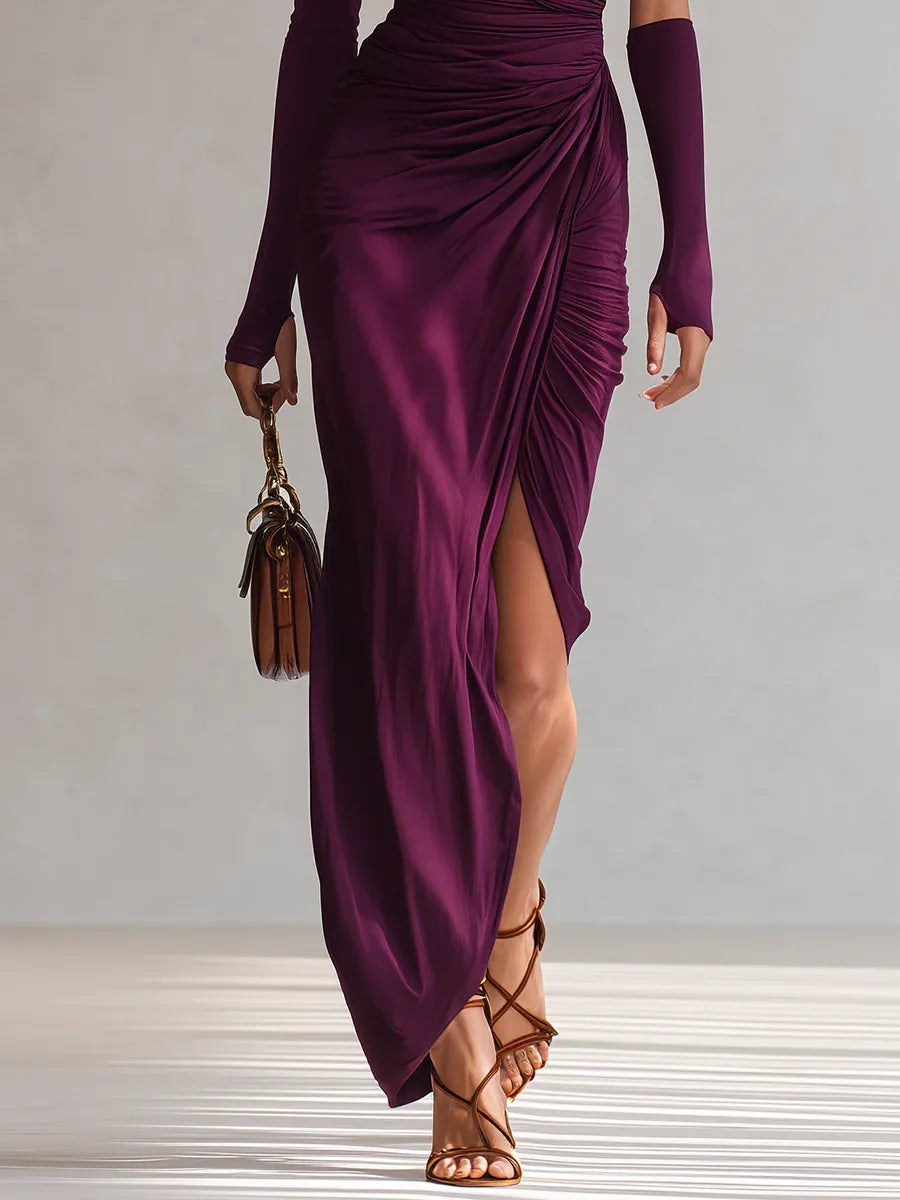 ROSALIA™ | VESTIDO MAXI VIOLETA SEXY DE UN HOMBRO