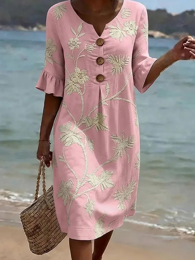 VESTIDO INFORMAL DE MUJER CON ESTAMPADO FLORAL