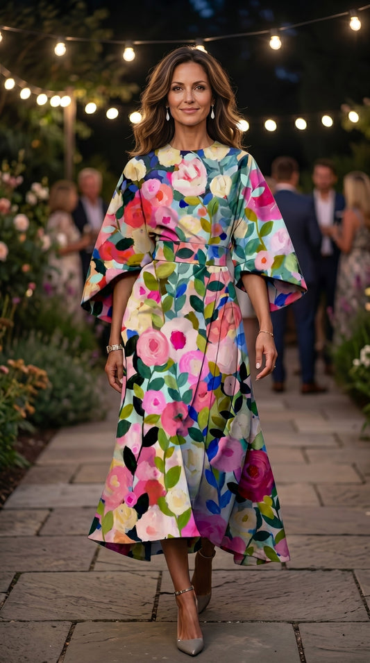 EDEN™ - VESTIDO FLORAL DE CINTURA ALTA