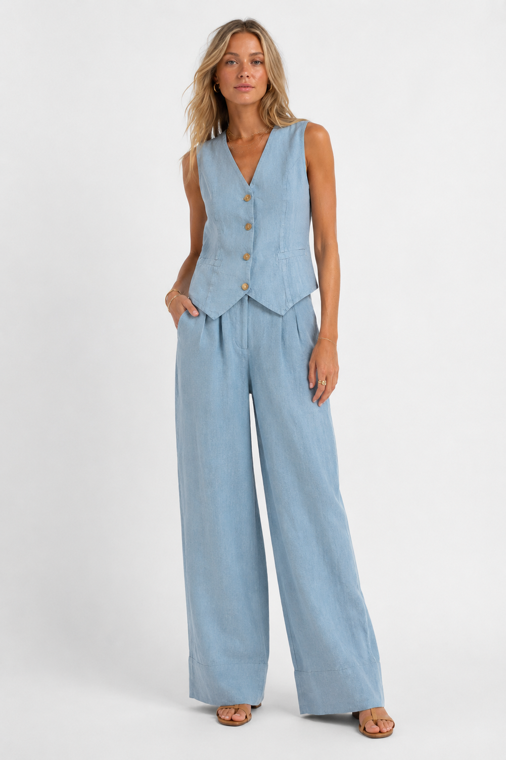 AIRA™ | CONJUNTO CHALECO Y PANTALÓN PIERNA ANCHA