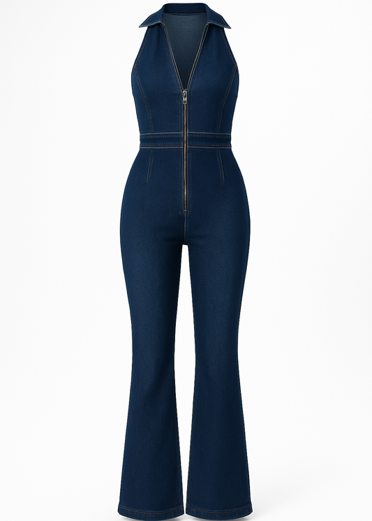 LAUREN™ | MONO VAQUERO HALTER PATA DE ELEFANTE