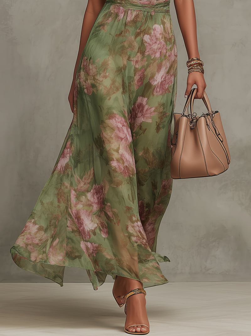 OLIVIA™ | VESTIDO MAXI HALTER FLORAL ELEGANTE