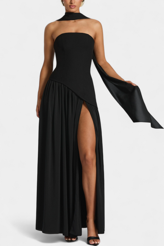 CELAENA™ | VESTIDO MAXI OFF SHOULDER DE CHIFFON