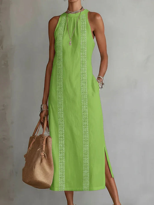 JIMENA™ | VESTIDO MIDI DE LINO HOLGADO CON BOLSILLOS — VERANO 2026