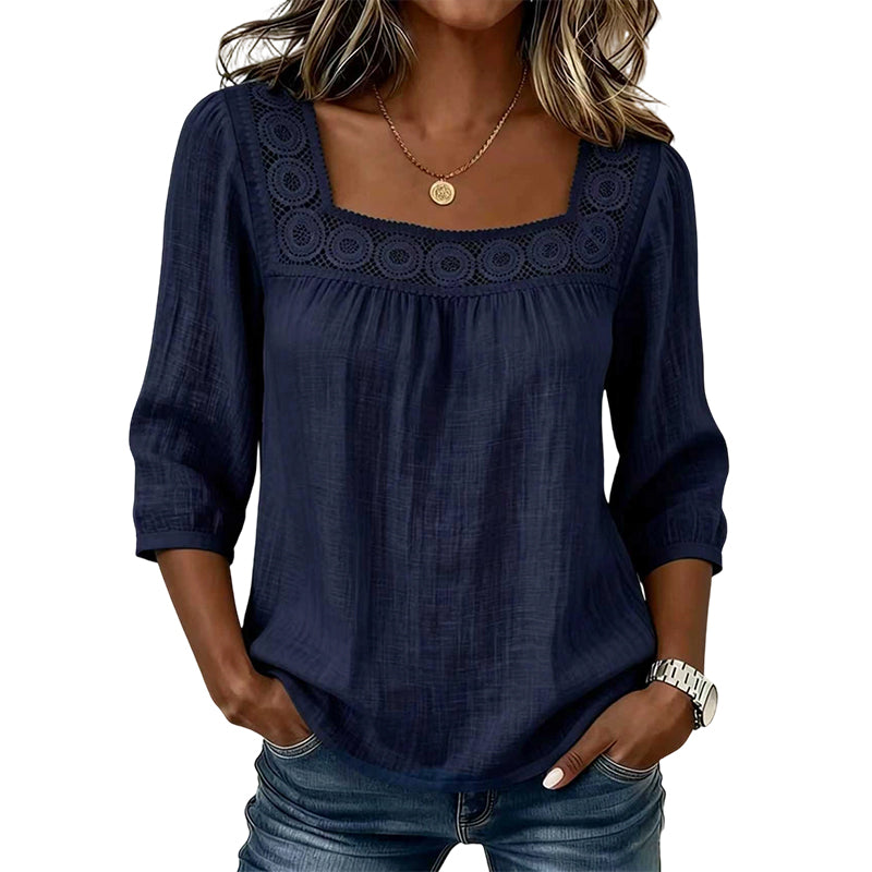OLIVIA™ | BLUSA ENCAJE ESCOTE CUADRADO