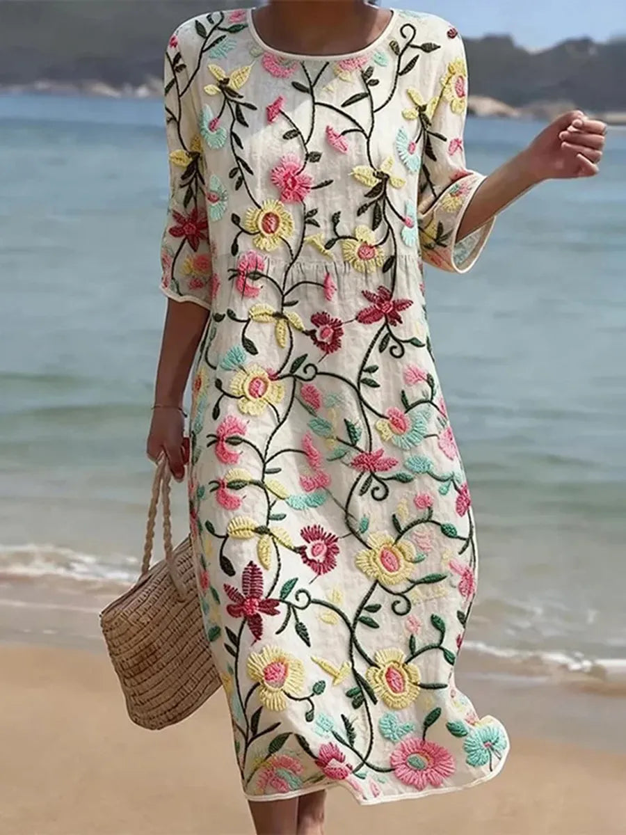 VESTIDO INFORMAL DE MUJER CON ESTAMPADO FLORAL