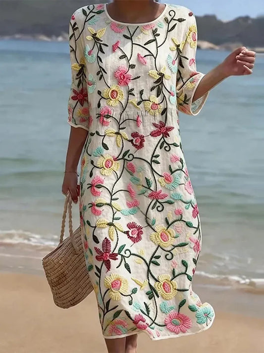 VESTIDO INFORMAL DE MUJER CON ESTAMPADO FLORAL