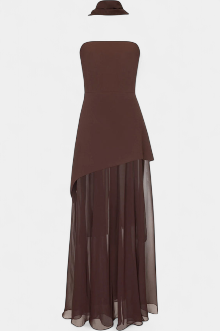 CELAENA™ | VESTIDO MAXI OFF SHOULDER DE CHIFFON
