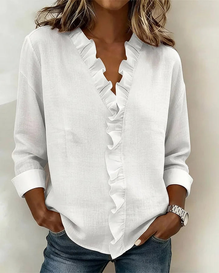 CHIARA™ | BLUSA ESCOTE EN V CON VOLANTES