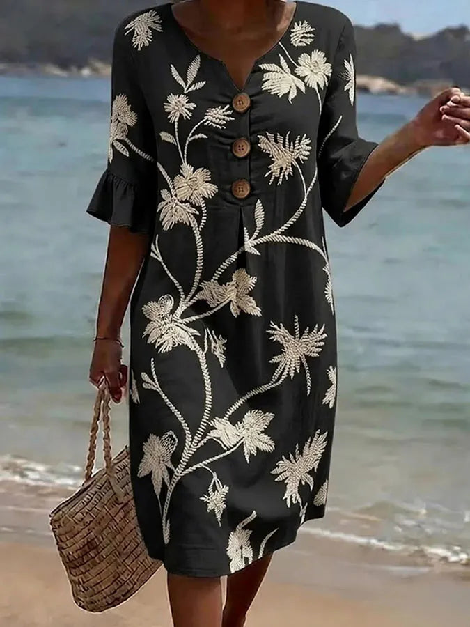 VESTIDO INFORMAL DE MUJER CON ESTAMPADO FLORAL