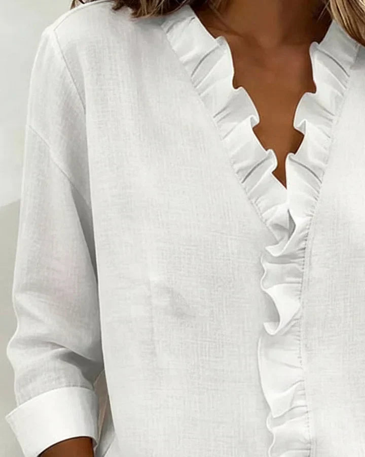 CHIARA™ | BLUSA ESCOTE EN V CON VOLANTES