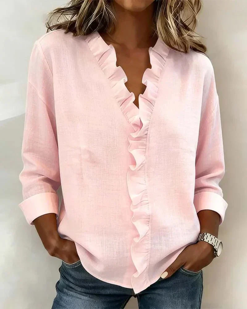CHIARA™ | BLUSA ESCOTE EN V CON VOLANTES