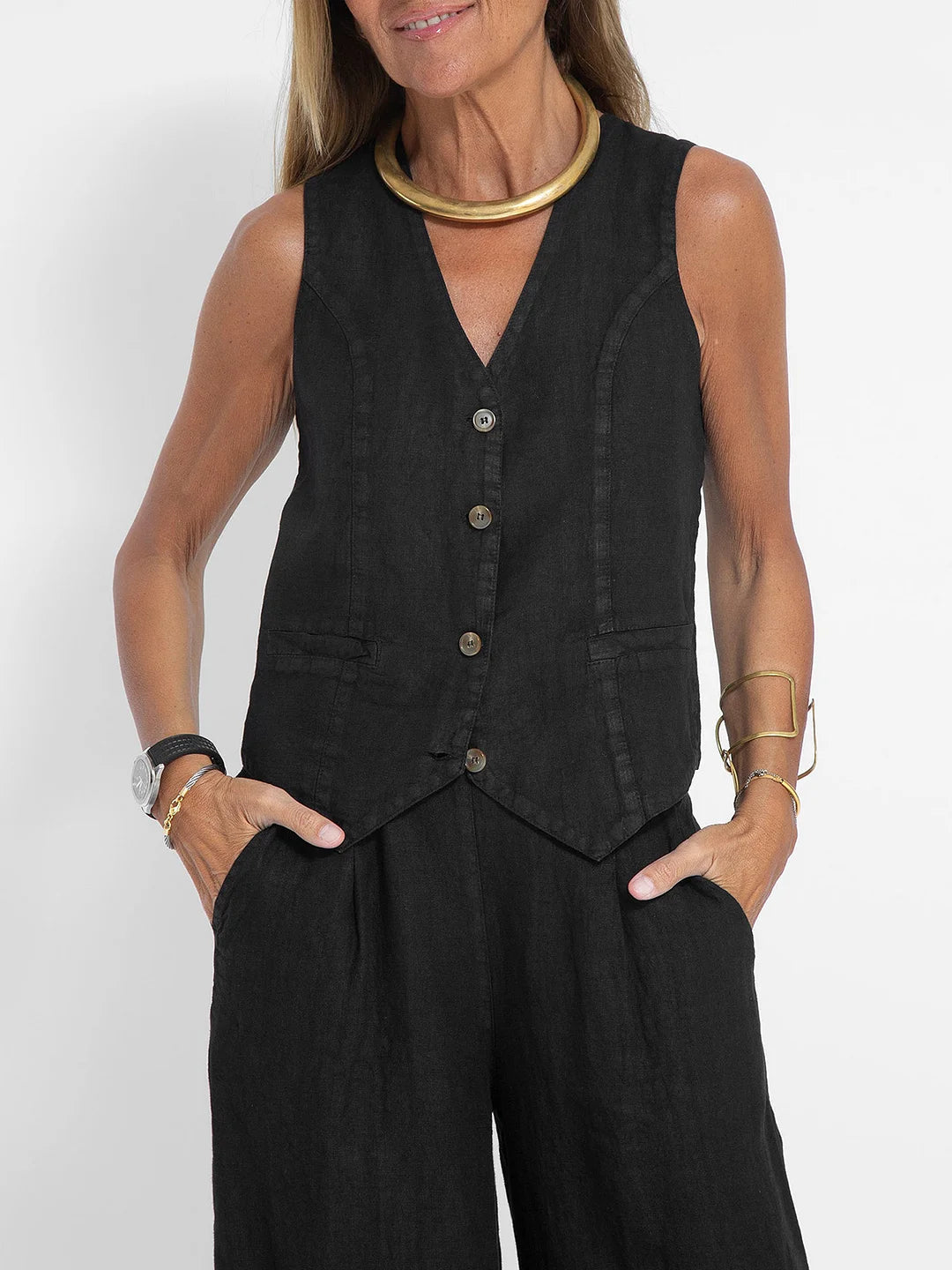 AIRA™ | CONJUNTO CHALECO Y PANTALÓN PIERNA ANCHA