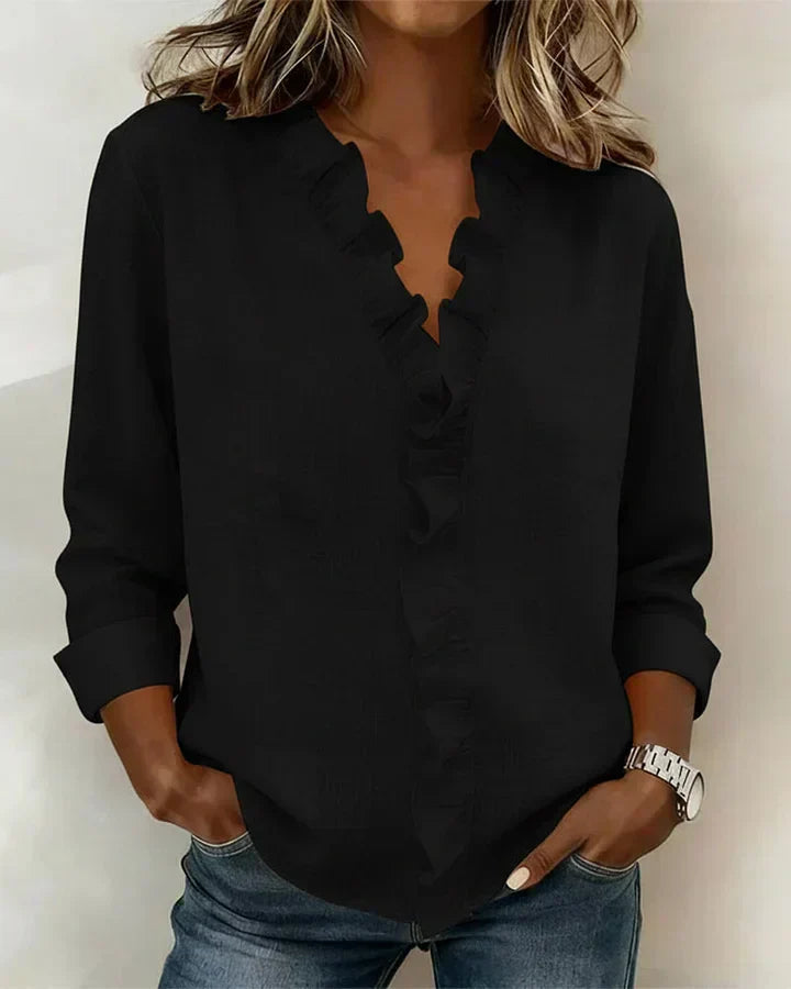 CHIARA™ | BLUSA ESCOTE EN V CON VOLANTES