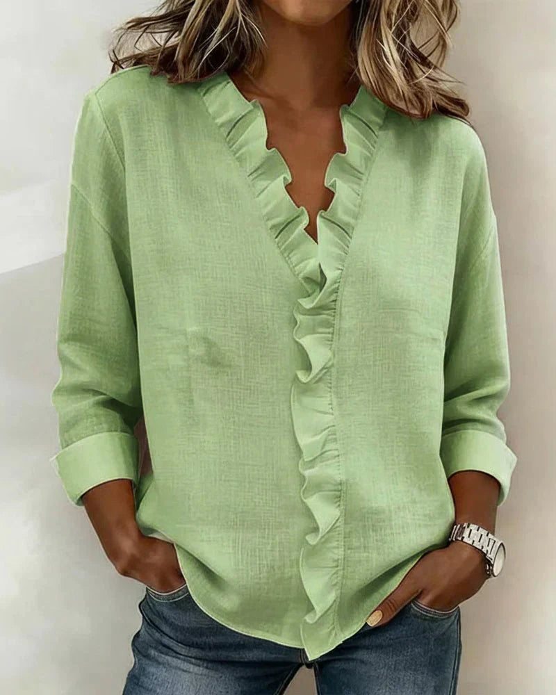 CHIARA™ | BLUSA ESCOTE EN V CON VOLANTES