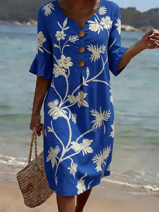 VESTIDO INFORMAL DE MUJER CON ESTAMPADO FLORAL
