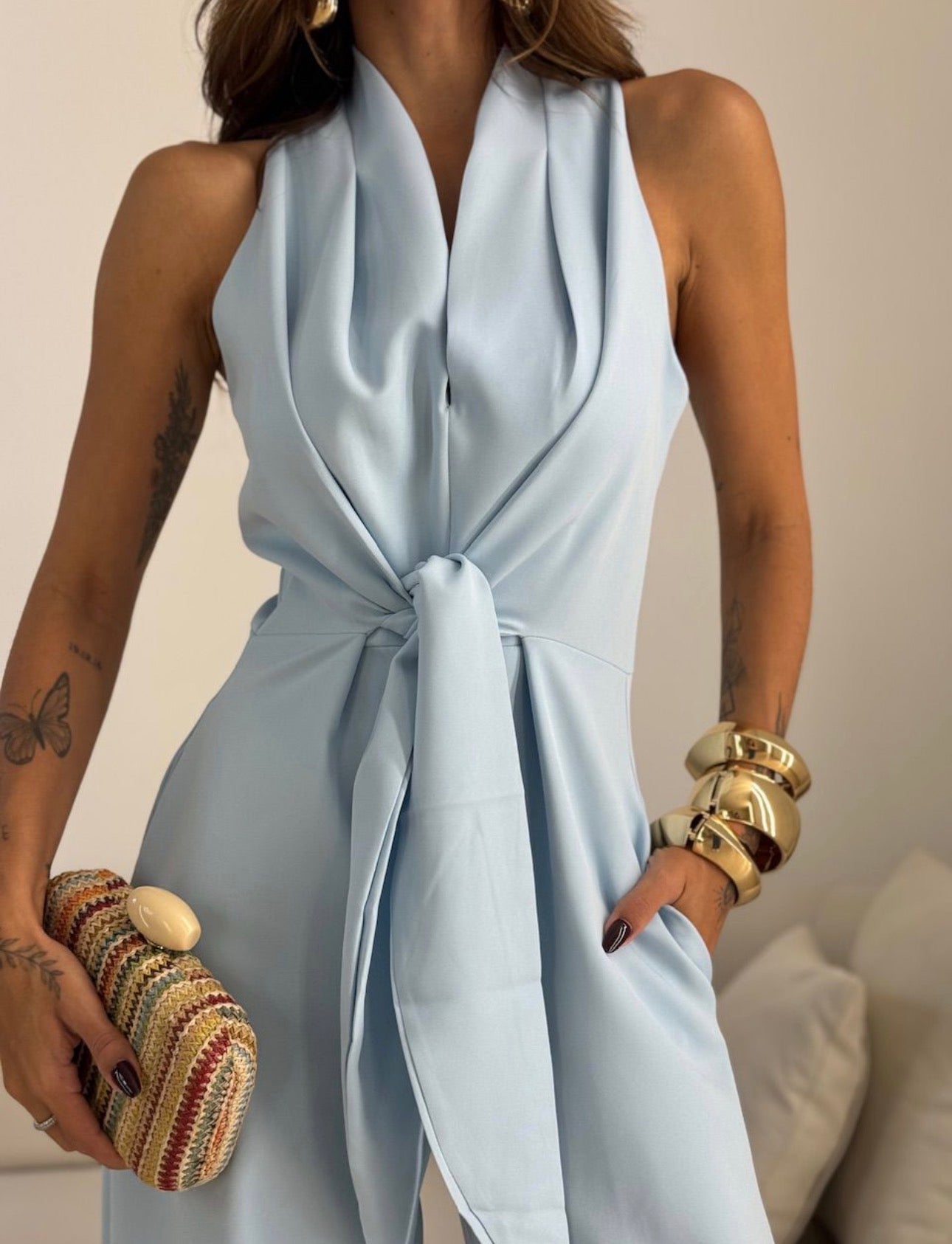AMARA™ | MONO PALAZZO HALTER ELEGANTE PARA BODAS Y CELEBRACIONES
