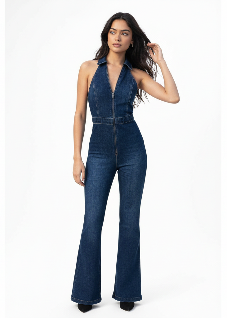 LAUREN™ | MONO VAQUERO HALTER PATA DE ELEFANTE