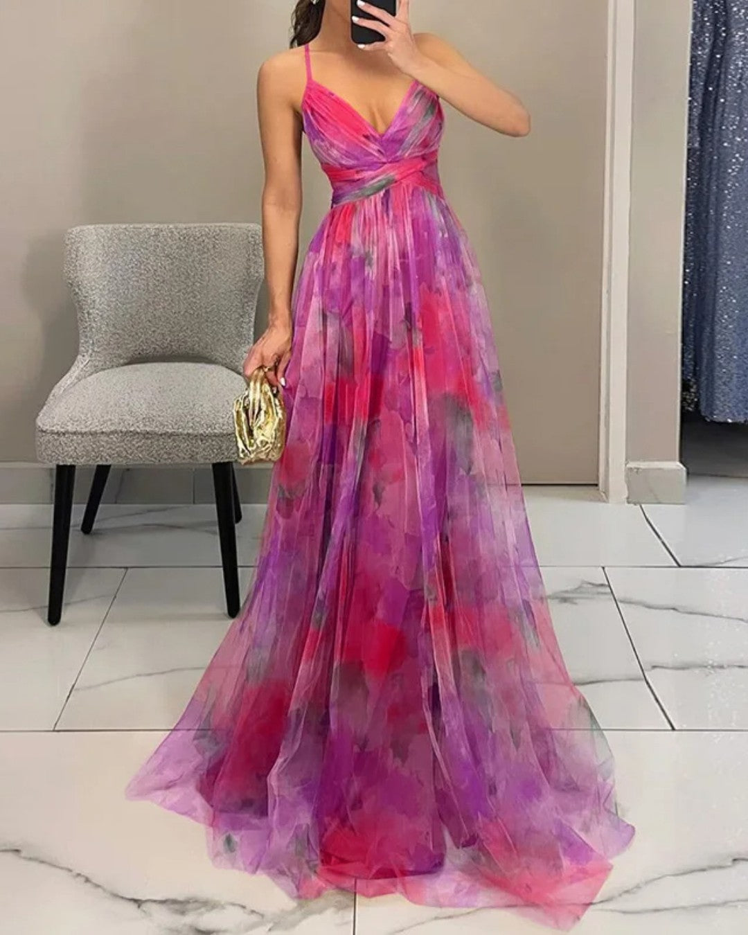 GISELLE™ | VESTIDO MAXI FLORAL ELEGANTE CON ESCOTE EN V