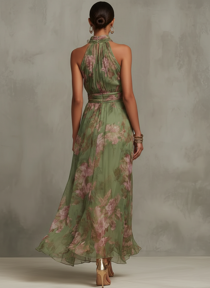 OLIVIA™ | VESTIDO MAXI HALTER FLORAL ELEGANTE