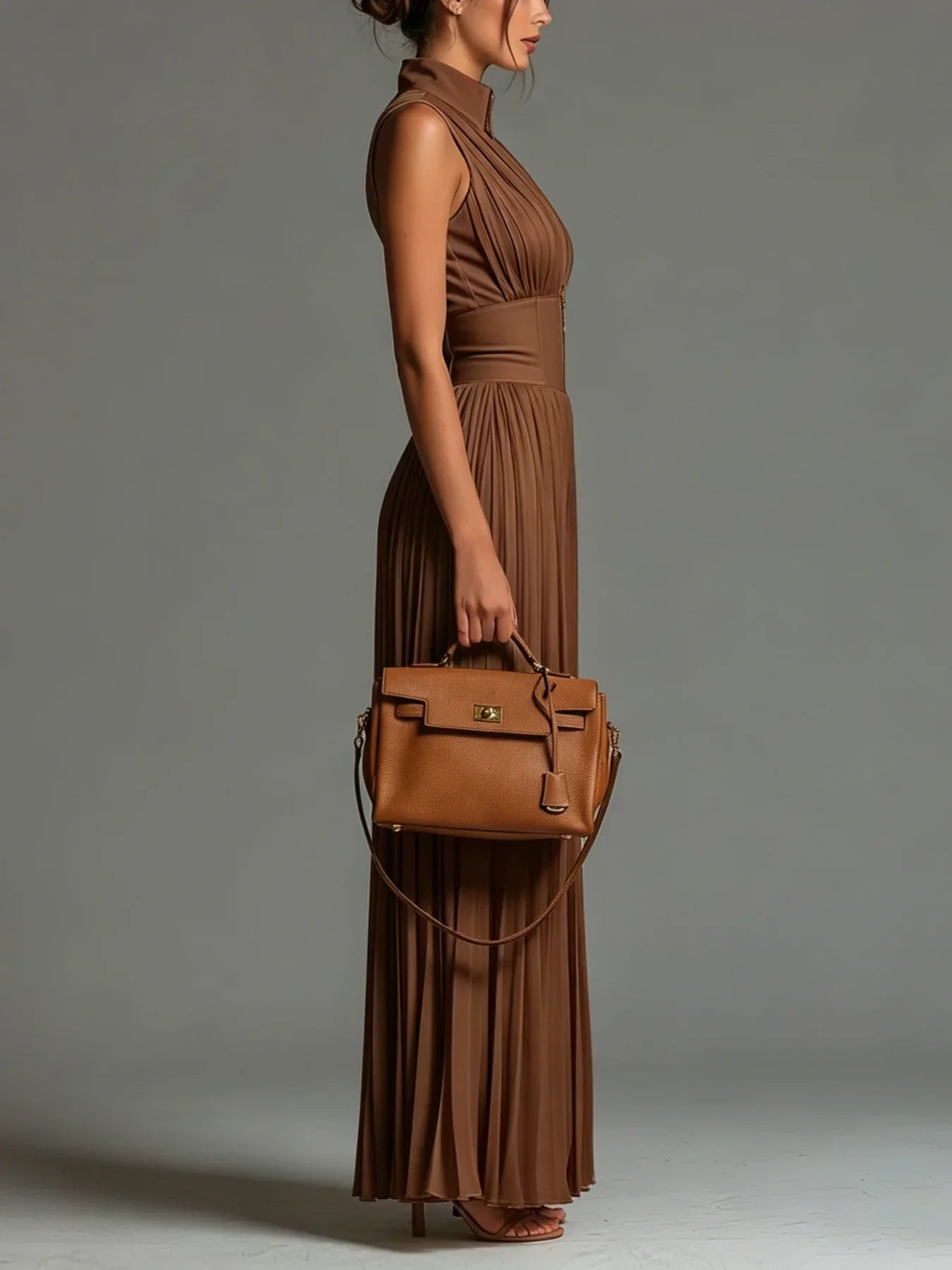 ECLIPSE™ | MONO PALAZZO PLISADO CON ESCOTE V Y CINTURA CORSET
