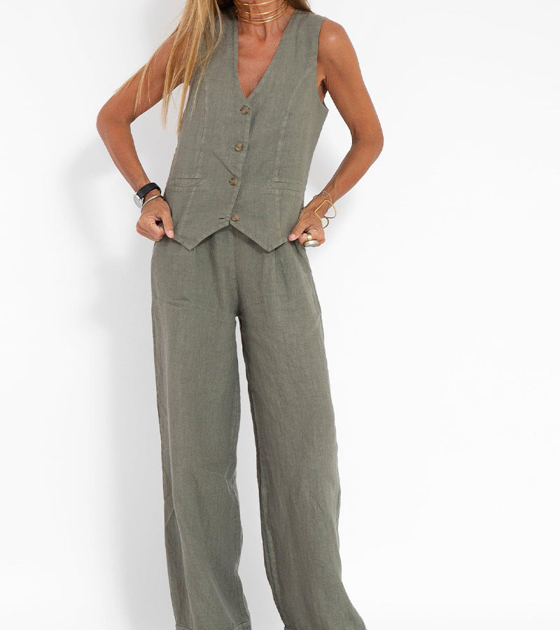 AIRA™ | CONJUNTO CHALECO Y PANTALÓN PIERNA ANCHA