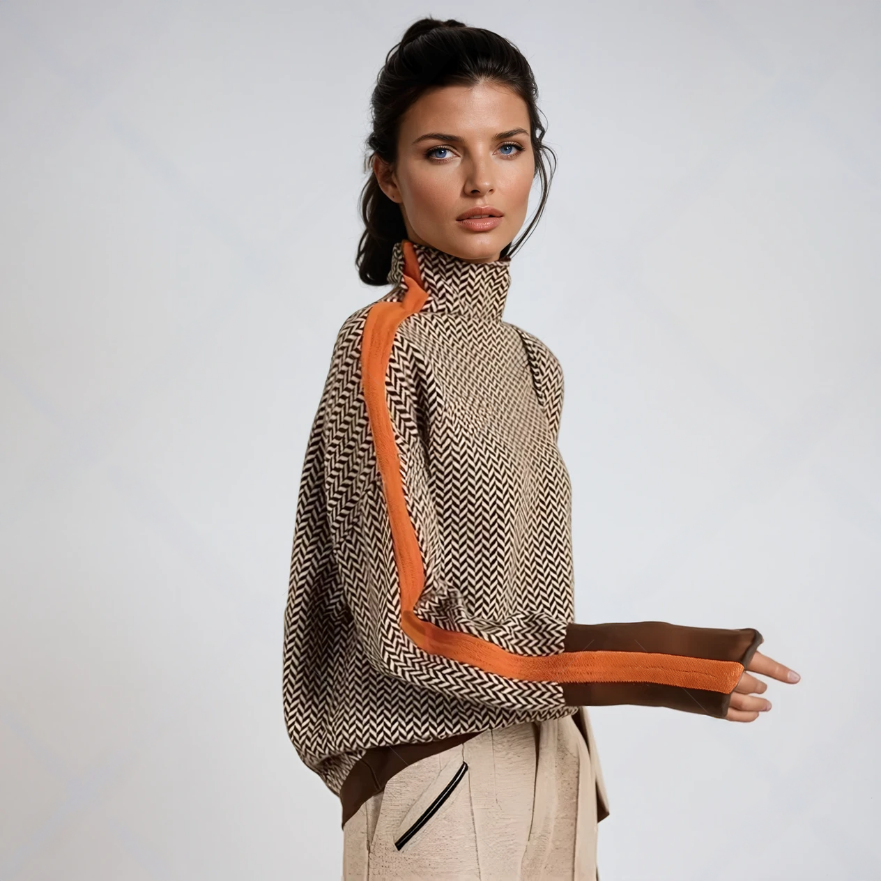 VALERIE | JERSEY DE RAYAS CON CUELLO ALTO