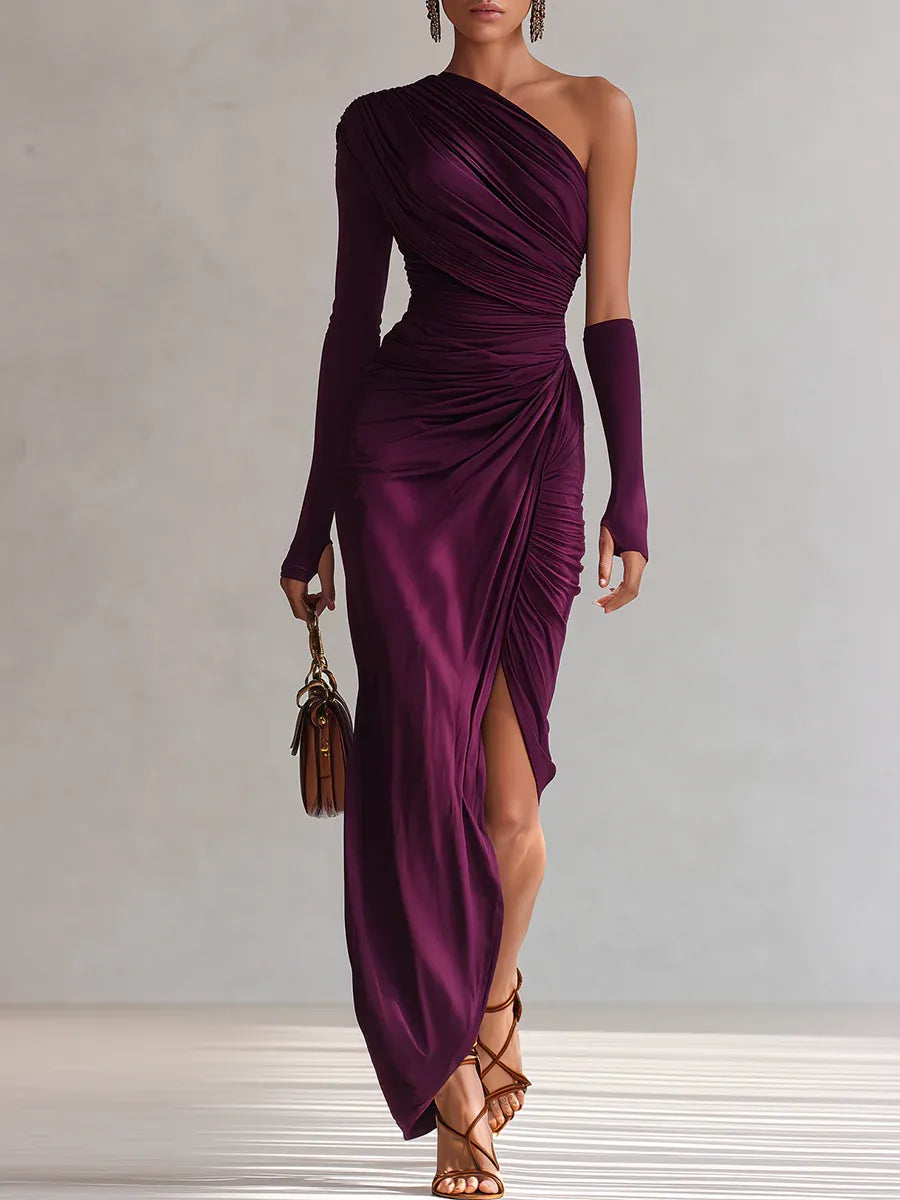 ROSALIA™ | VESTIDO MAXI VIOLETA SEXY DE UN HOMBRO