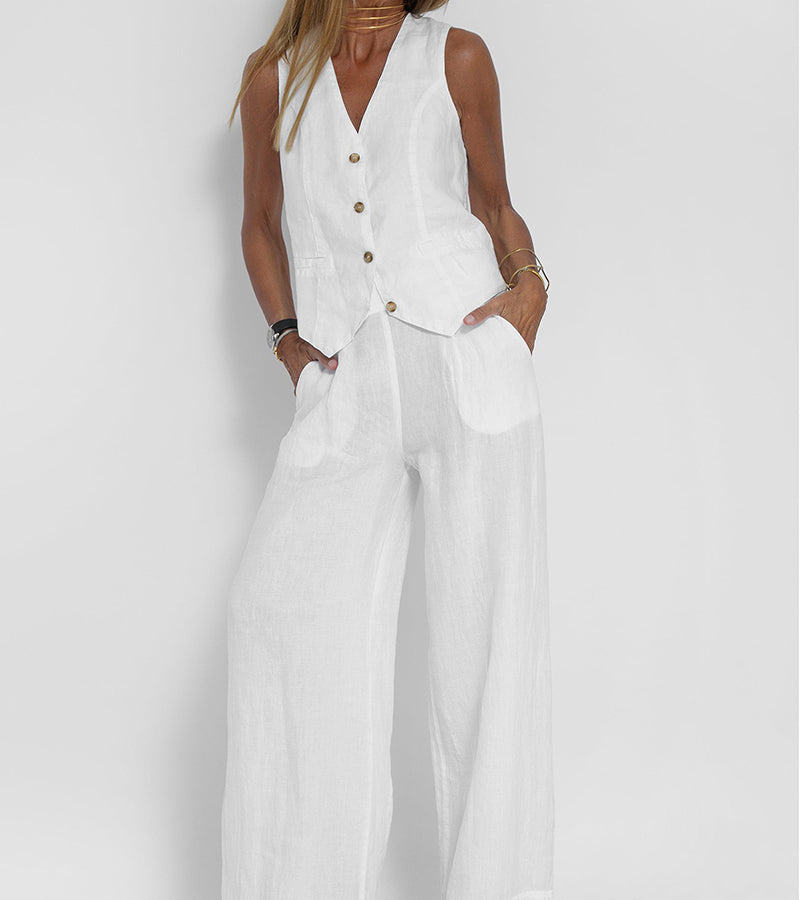 AIRA™ | CONJUNTO CHALECO Y PANTALÓN PIERNA ANCHA