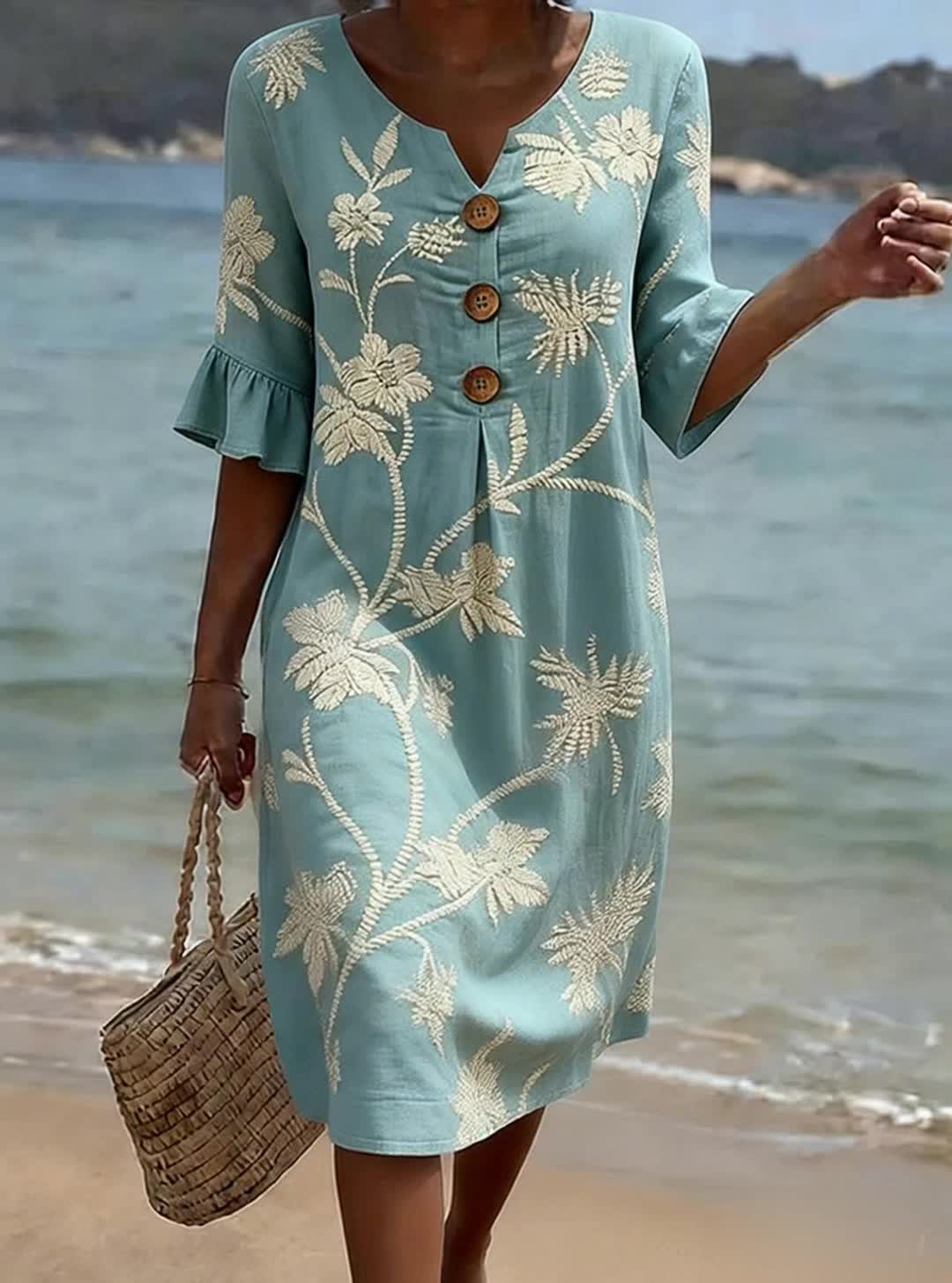 VESTIDO INFORMAL DE MUJER CON ESTAMPADO FLORAL
