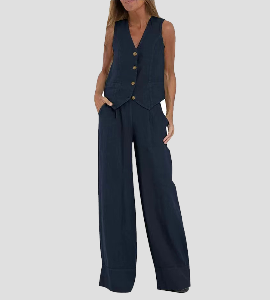 AIRA™ | CONJUNTO CHALECO Y PANTALÓN PIERNA ANCHA