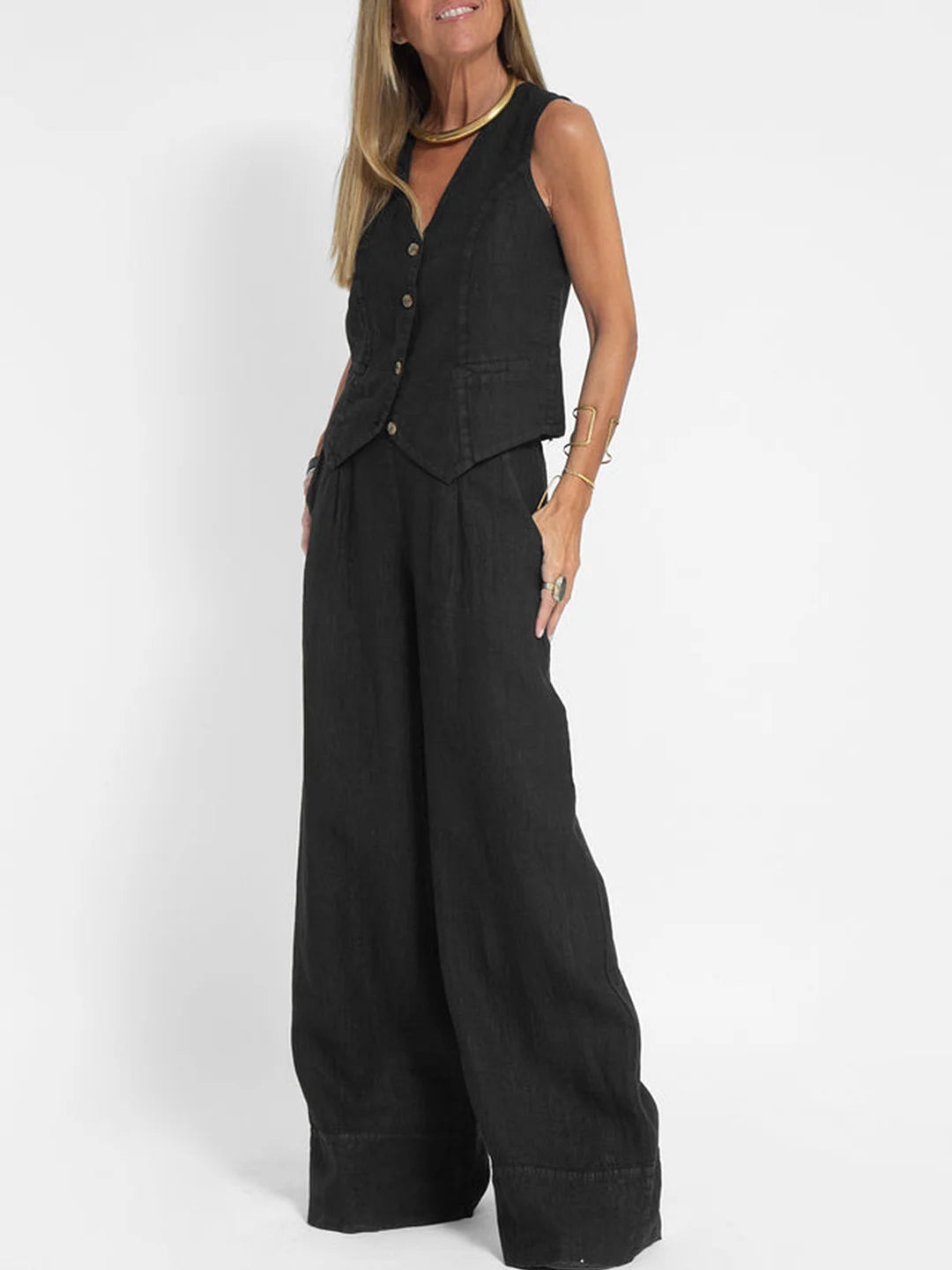 AIRA™ | CONJUNTO CHALECO Y PANTALÓN PIERNA ANCHA