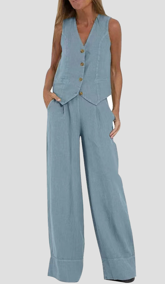 AIRA™ | CONJUNTO CHALECO Y PANTALÓN PIERNA ANCHA
