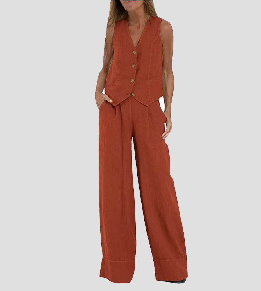AIRA™ | CONJUNTO CHALECO Y PANTALÓN PIERNA ANCHA