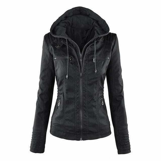 CHAQUETA DE CUERO CON CAPUCHA – ESTILO VINTAGE GÓTICO