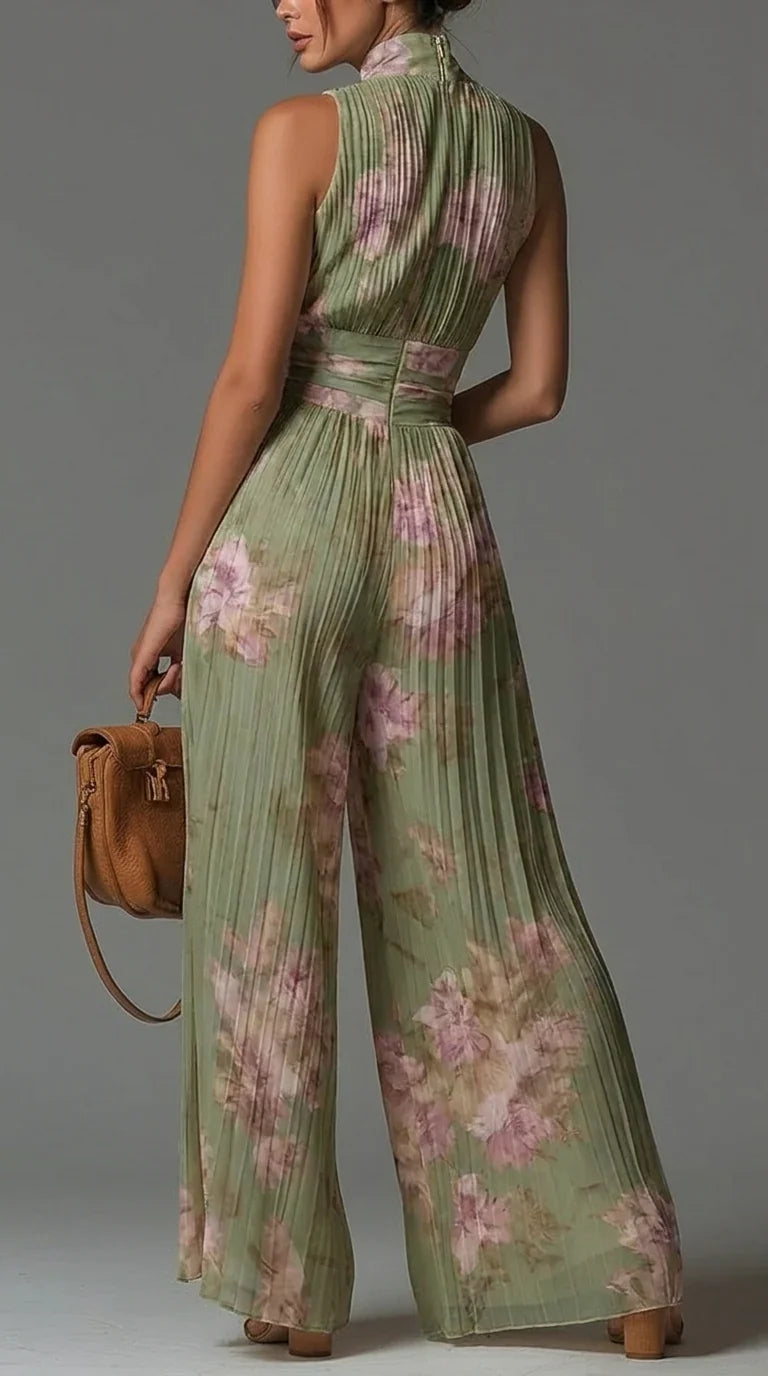 ECLIPSE™ | MONO PALAZZO PLISADO CON ESCOTE V Y CINTURA CORSET