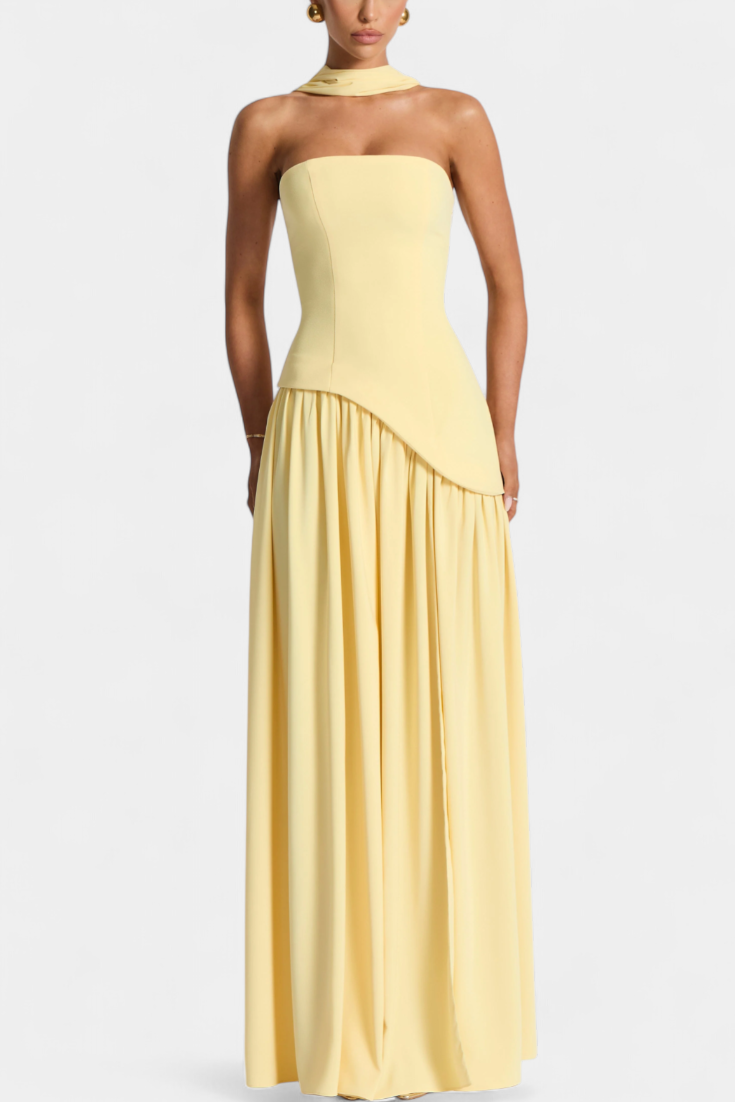 CELAENA™ | VESTIDO MAXI OFF SHOULDER DE CHIFFON