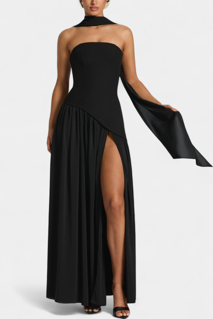 CELAENA™ | VESTIDO MAXI OFF SHOULDER DE CHIFFON