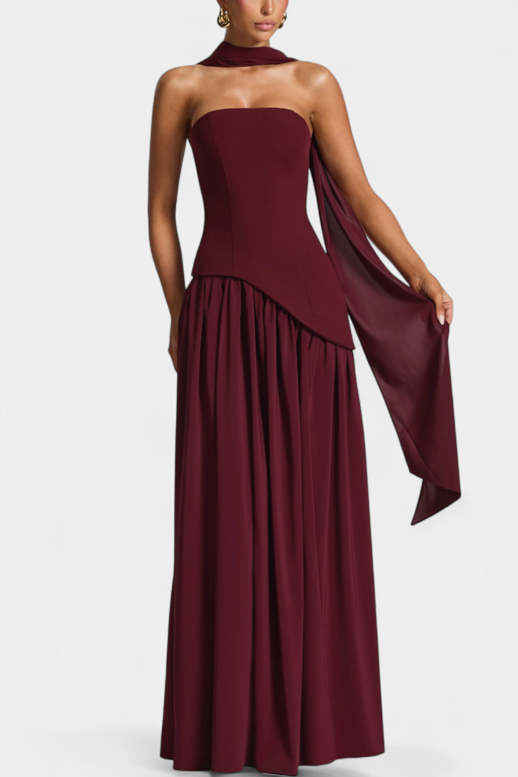 CELAENA™ | VESTIDO MAXI OFF SHOULDER DE CHIFFON