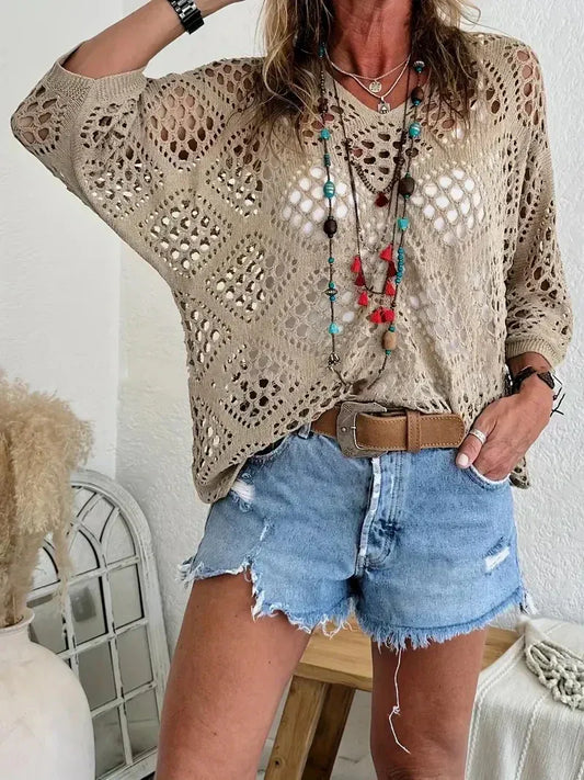 BOHO™ | TOP CROCHET CALADO ESCOTE V