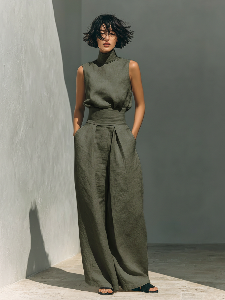 NURIA™ | CONJUNTO MINIMALISTA DE BLUSA SIN MANGAS
