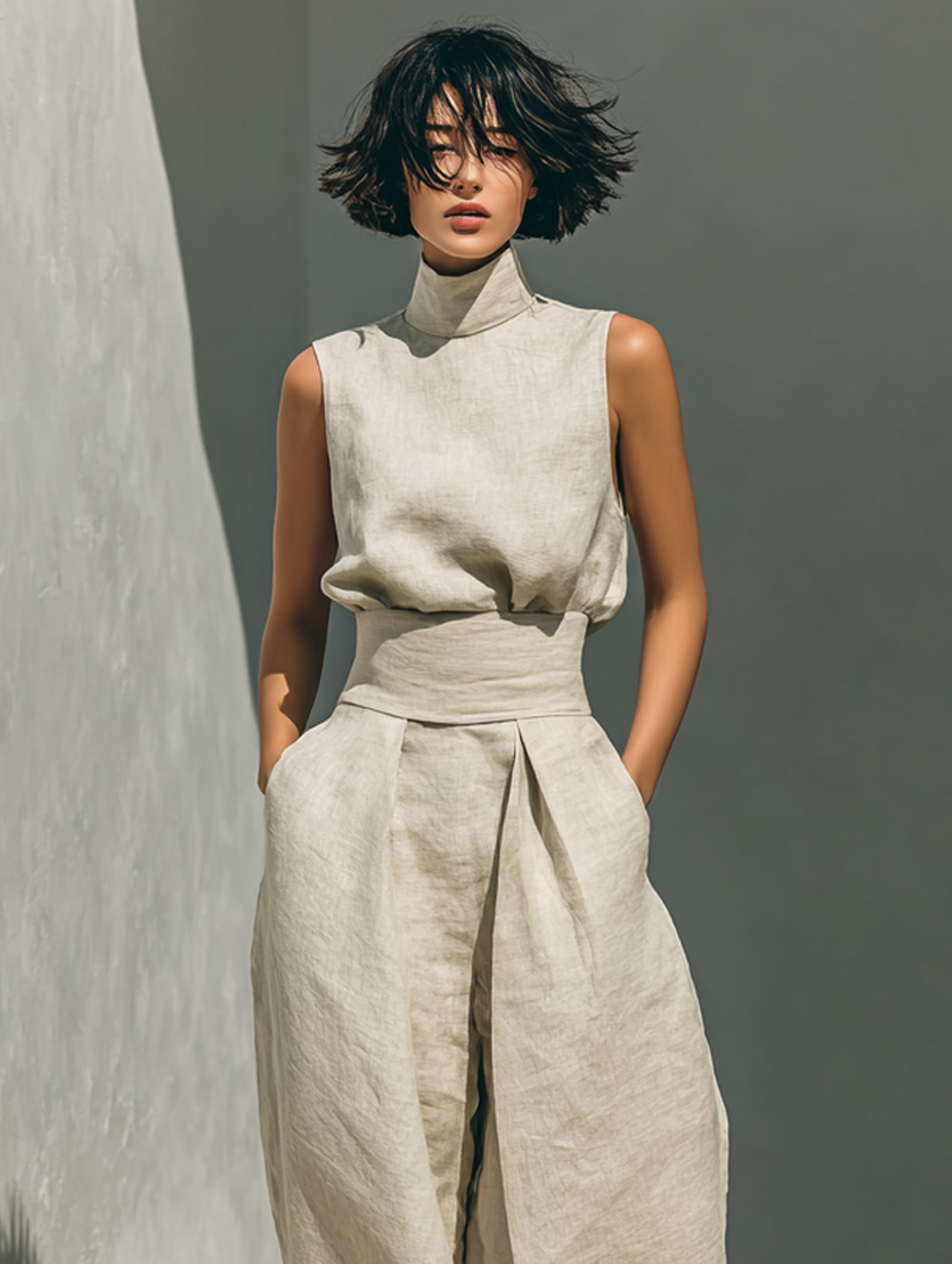 NURIA™ | CONJUNTO MINIMALISTA DE BLUSA SIN MANGAS