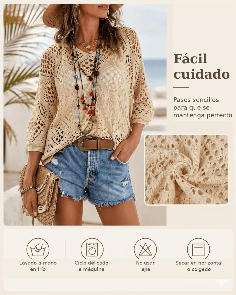 BOHO™ | TOP CROCHET CALADO ESCOTE V