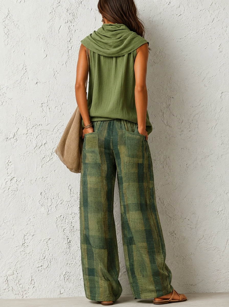 ANA™ | CONJUNTO BOHO DE LINO — TOP Y PANTALÓN ANCHO PARA EL VERANO