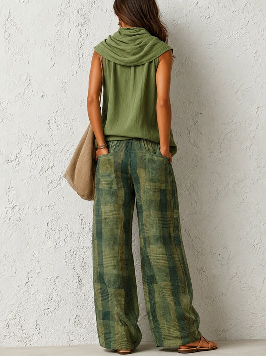 ANA™ | CONJUNTO BOHO DE LINO — TOP Y PANTALÓN ANCHO PARA EL VERANO