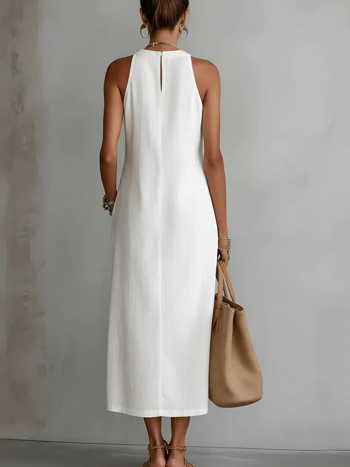 JIMENA™ | VESTIDO MIDI DE LINO HOLGADO CON BOLSILLOS — VERANO 2026