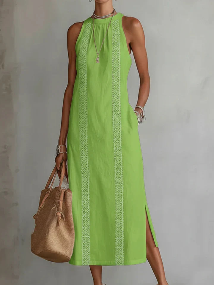 JIMENA™ | VESTIDO MIDI DE LINO HOLGADO CON BOLSILLOS — VERANO 2026