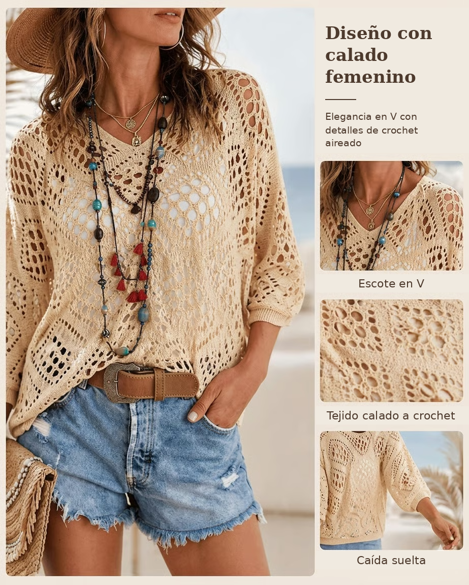 BOHO™ | TOP CROCHET CALADO ESCOTE V